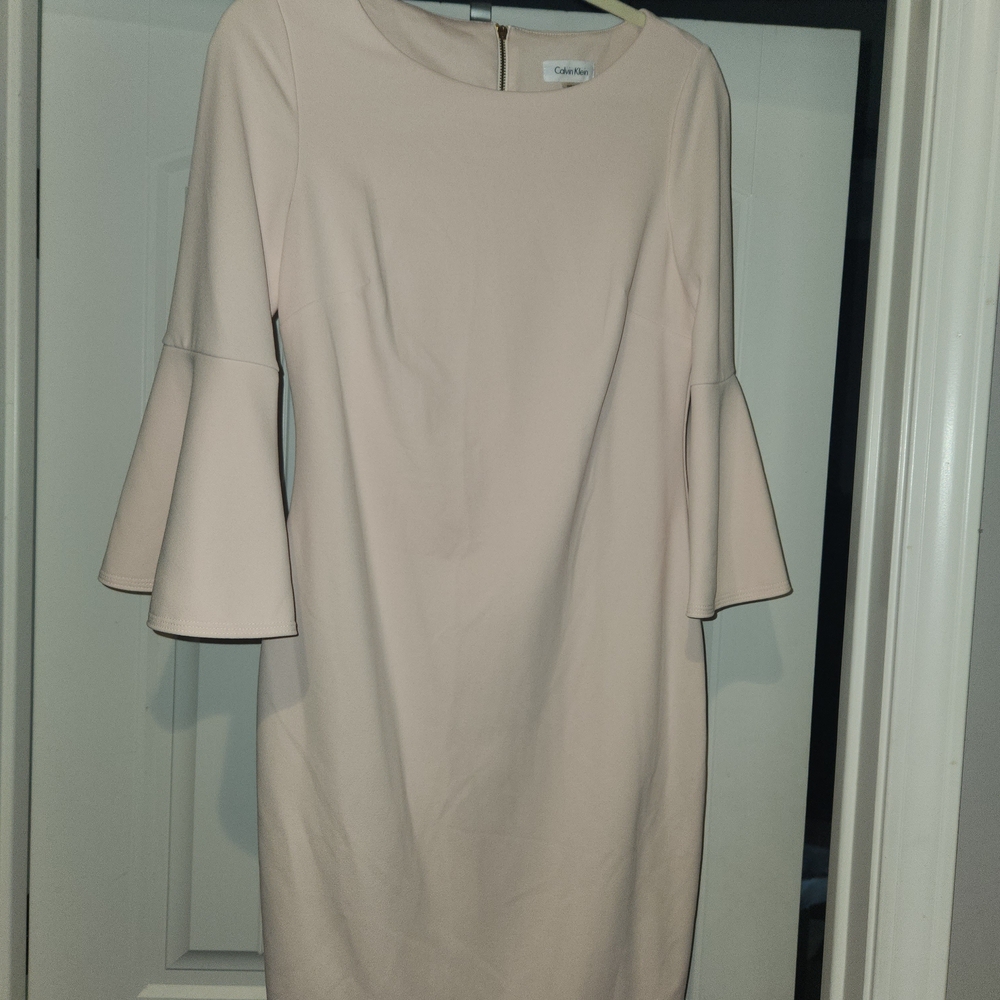 Calvin Klein Pink Sheath Dress with Bateau Neckline